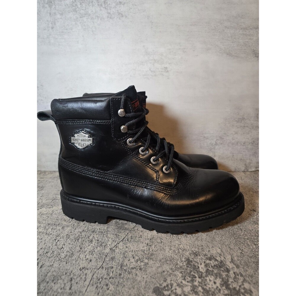 Harley Davidson Badlands Black Patent Leather Motorcycle Riding Boots Women 10